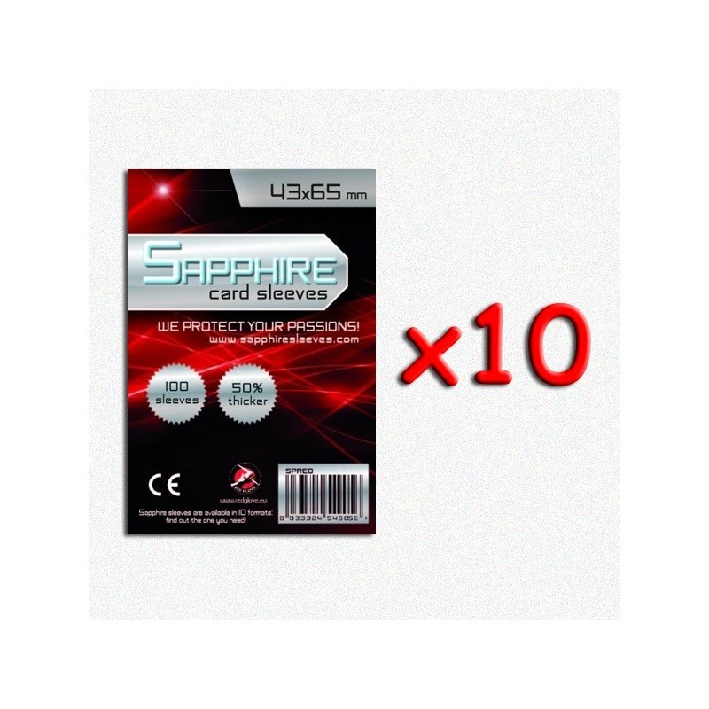 BUNDLE 10 pezzi 43x65 mm bustine protettive trasparenti Sapphire (100 bustine)(Red)