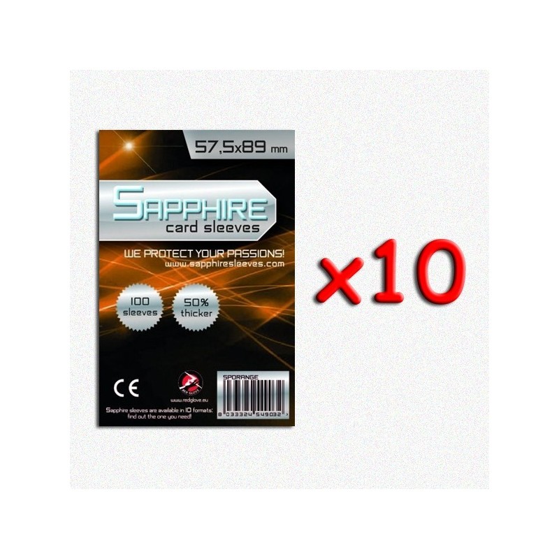 BUNDLE 10 pezzi 57,5x89 mm bustine protettive trasparenti Sapphire (100 bustine)(Orange)