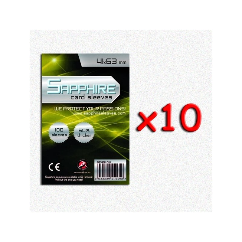 BUNDLE 10 pezzi 41x63 mm bustine protettive trasparenti Sapphire (100 bustine)(Yellow)