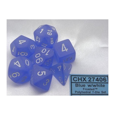 Set 7 dadi poliedrici Frosted (bianco/blu) CHX27406