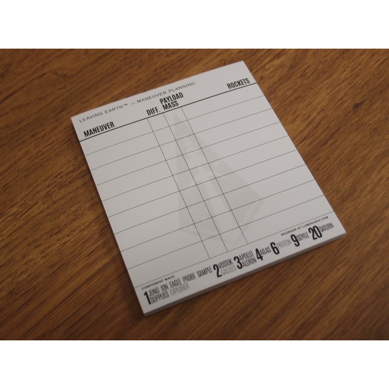 Maneuver Earth: Leaving Earth blocchetto di ricambio (Planning Tablet)