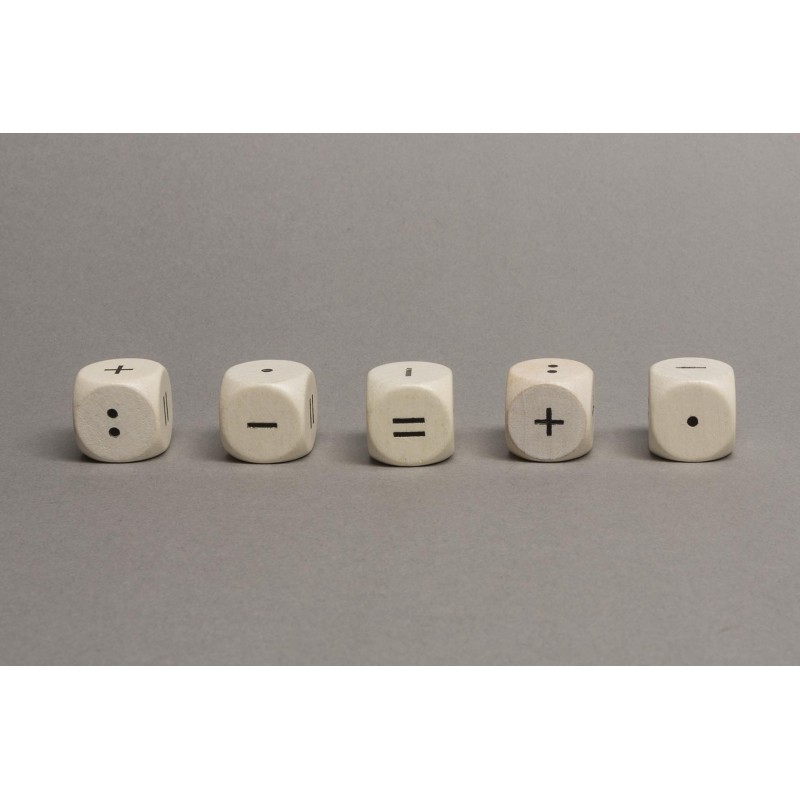 Dado d6 18mm legno simboli matematici (tipo 3)