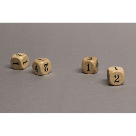 Dado d6 16mm legno naturale (1-1-2-2-3-4)