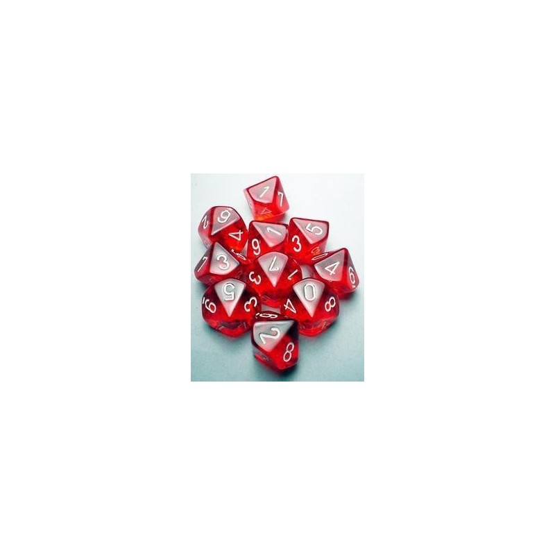Set 10 dadi D10 Translucent (rosso) CHX23204