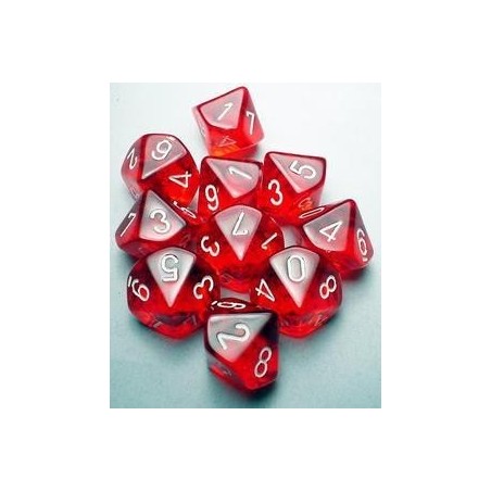 Set 10 dadi D10 Translucent (rosso) CHX23204