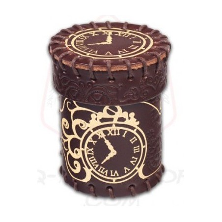 Bicchiere in cuoio lancia dadi marrone-oro: Steampunk