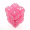 Set 12 dadi D6 16mm Frosted (bianco/rosa) CHXLE563