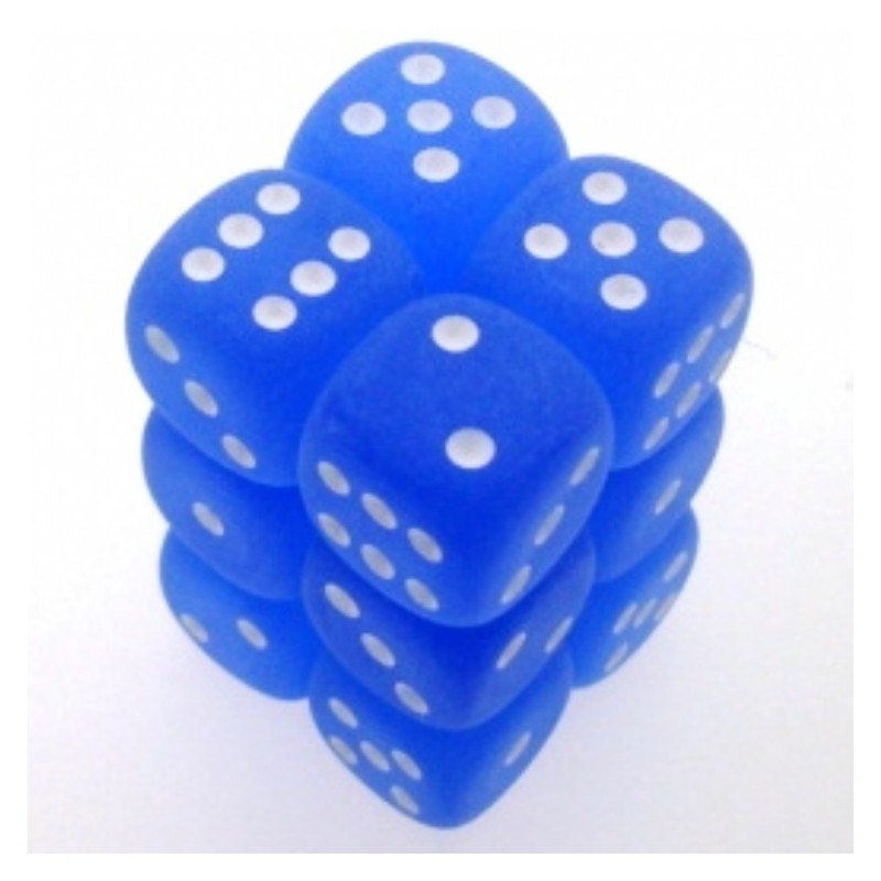 Set 12 dadi D6 16mm Frosted (bianco/blu) CHX27606