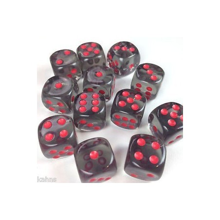 Set 12 dadi D6 16mm Translucent (grigio/rosso) CHX23618