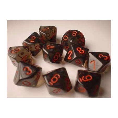 Set 10 dadi D10 Translucent (grigio/rosso) CHX23218