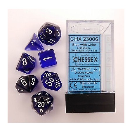 Set 7 dadi poliedrici Translucent (blu) CHX23006