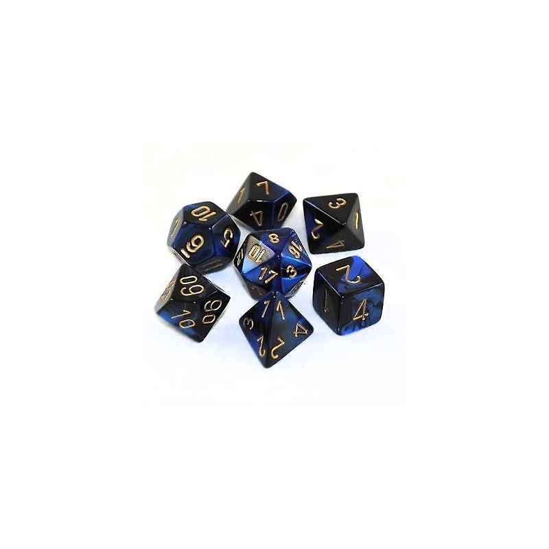 Set 7 dadi poliedrici Gemini (giallo/blu-nero) CHX26435