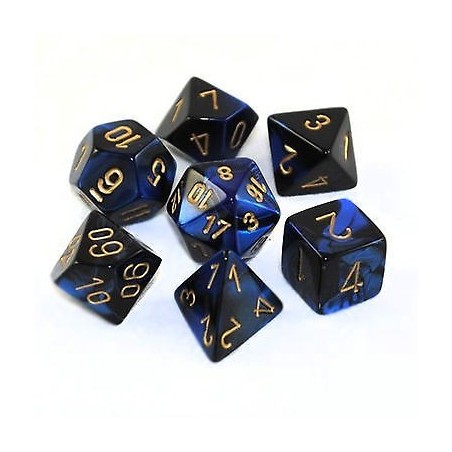 Set 7 dadi poliedrici Gemini (giallo/blu-nero) CHX26435