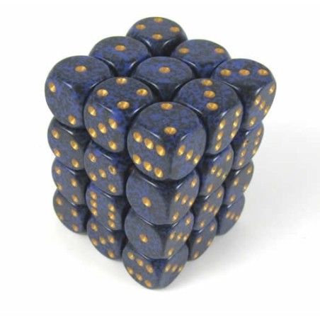 Set 36 dadi D6 Golden Cobalt 12mm Speckled (giallo/cobalto) CHX25937
