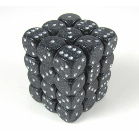 Set 36 dadi D6 Ninja 12mm Speckled (bianco/nero puntinato) CHX25918