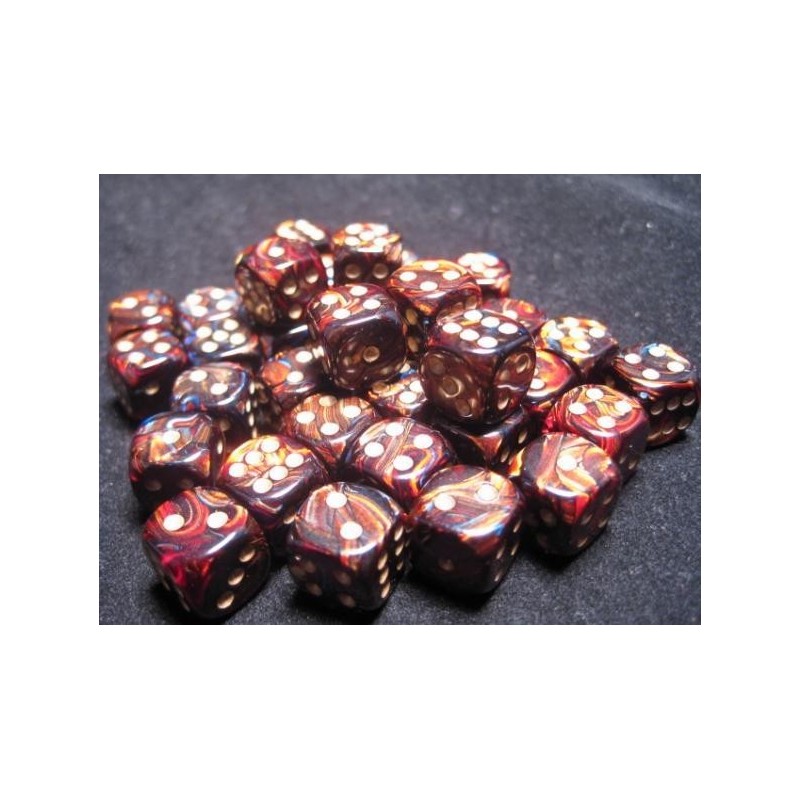 Set 36 dadi D6 12mm Scarab (giallo/blu-rosso madreperla) CHX27819