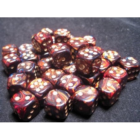 Set 36 dadi D6 12mm Scarab (giallo/blu-rosso madreperla) CHX27819