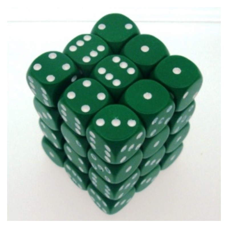 Set 36 dadi D6 12mm Opaque (bianco/verde) CHX25805