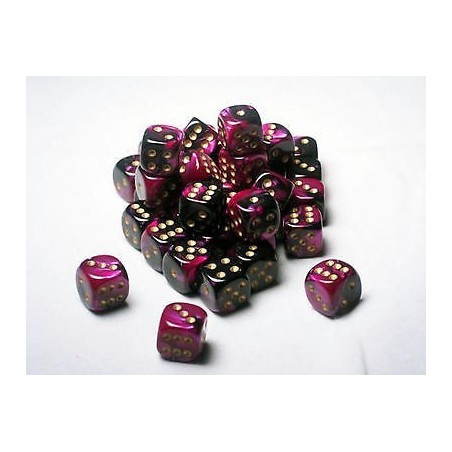 Set 36 dadi D6 12mm Gemini (giallo/nero-viola) CHX26840