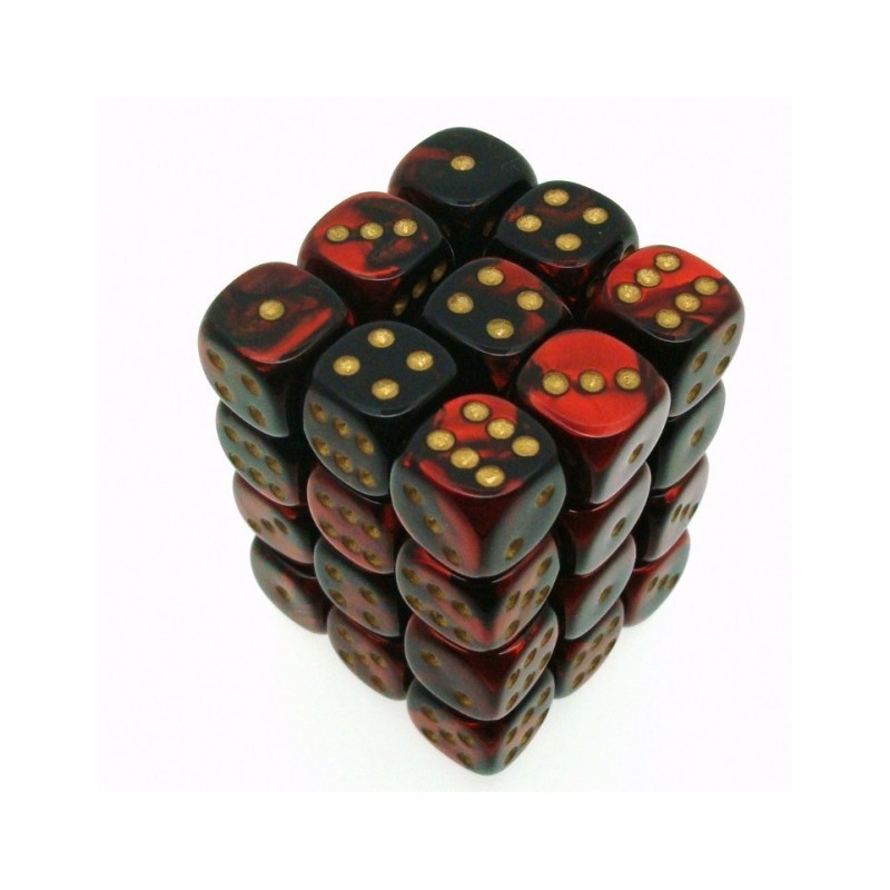 Set 36 dadi D6 12mm Gemini (giallo/nero-rosso) CHX26833