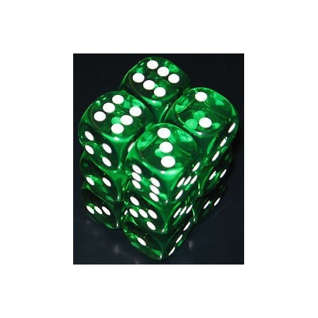 Set 12 dadi D6 16mm Translucent (verde) CHX23605