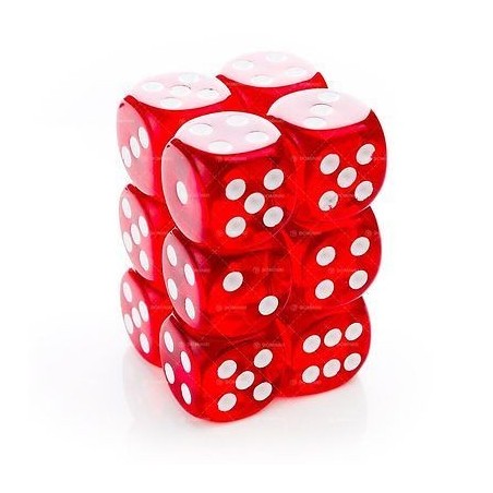 Set 12 dadi D6 16mm Translucent (rosso) CHX23604