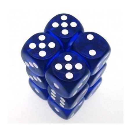 Set 12 dadi D6 16mm Translucent (blu) CHX23606