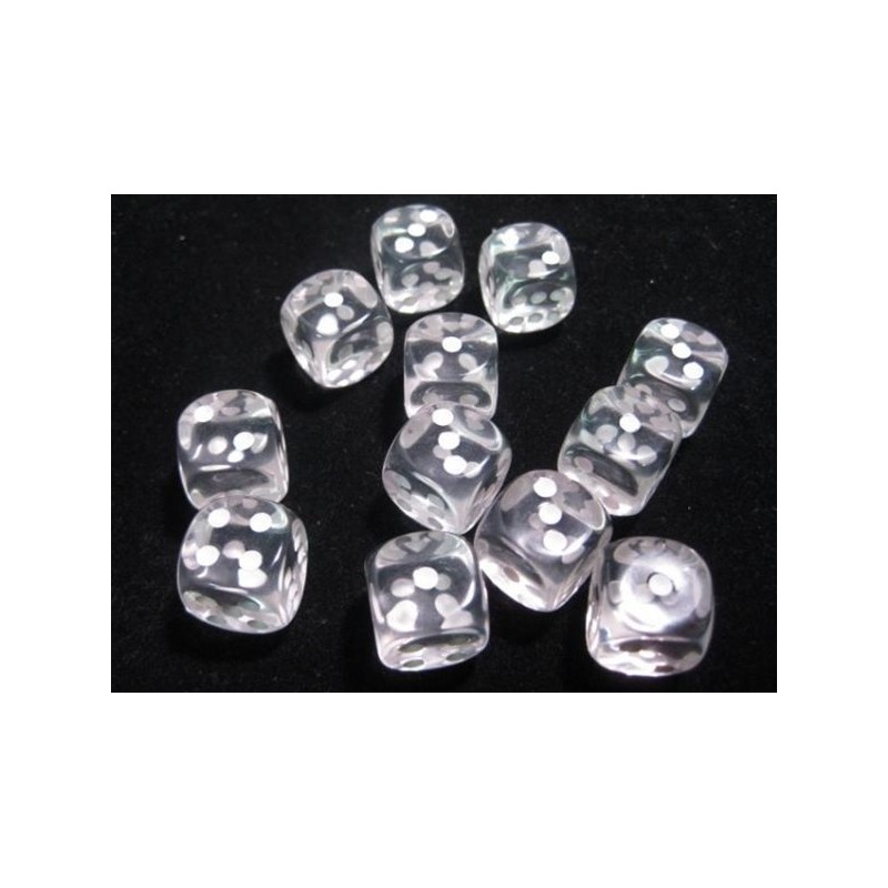 Set 12 dadi D6 16mm Translucent (bianco) CHX23601