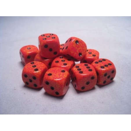 Set 12 dadi D6 Fire 16mm Speckled (nero/arancio sfumato) CHX25703