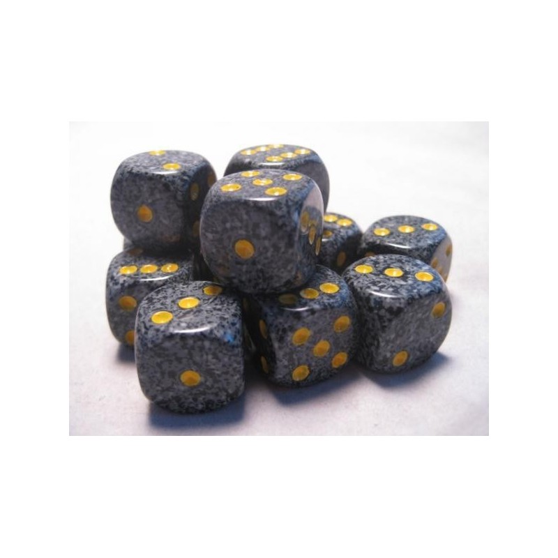 Set 12 dadi D6 Urban Camo 16mm Speckled (giallo/grigio-nero) CHX25728