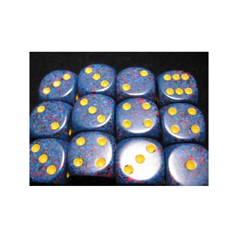 Set 12 dadi D6 Twilight 16mm Speckled (giallo/blu sfumato) CHX25766