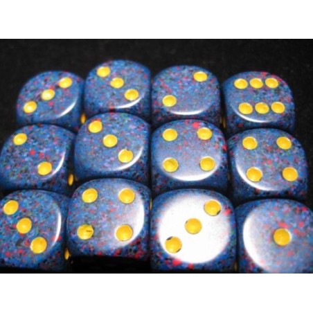 Set 12 dadi D6 Twilight 16mm Speckled (giallo/blu sfumato) CHX25766