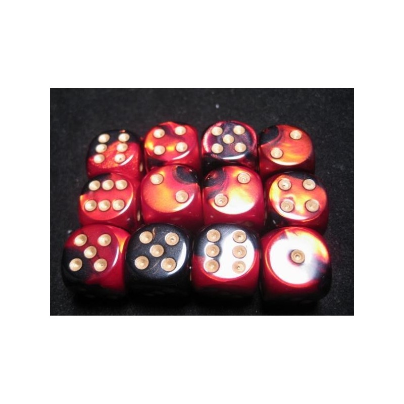 Set 12 dadi D6 16mm Scarab (giallo/blu-rosso madreperla) CHX27619