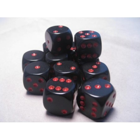 Set 12 dadi D6 16mm Opaque (rosso/nero) CHX25618