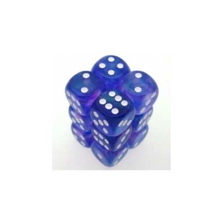 Set 12 dadi D6 16mm Borealis (bianco/viola) CHX27607