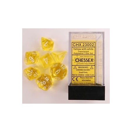 Set 7 dadi poliedrici Translucent (giallo) CHX23002