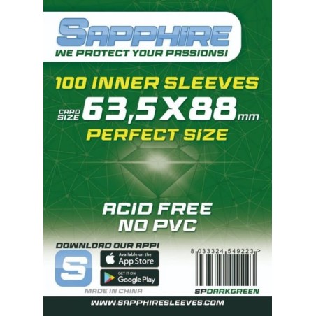 63,5x88 mm bustine protettive trasparenti Sapphire Perfect Size "DARKGREEN"(100 bustine)