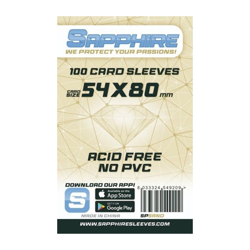 54x80 mm bustine protettive trasparenti Sapphire "SAND" (100 bustine)