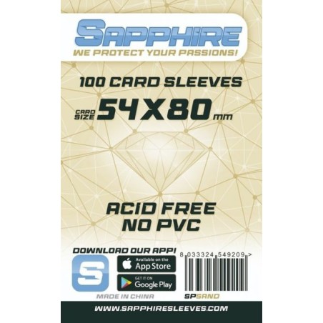 54x80 mm bustine protettive trasparenti Sapphire "SAND" (100 bustine)