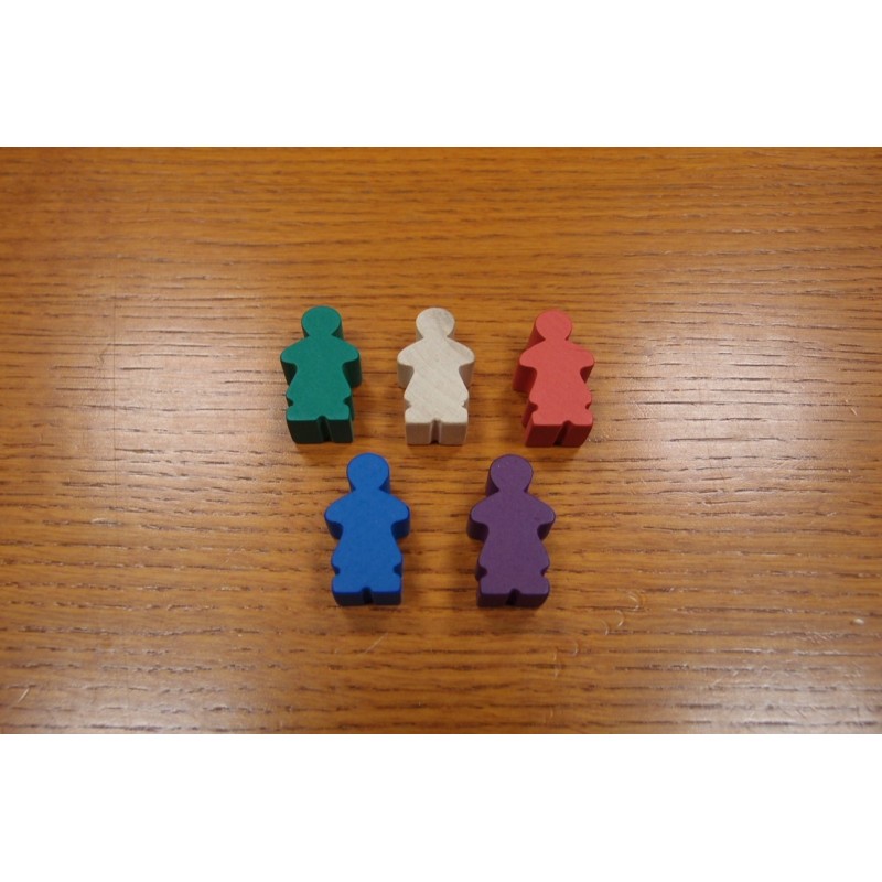 Agricola pedine in legno: 5 Femmine colorate