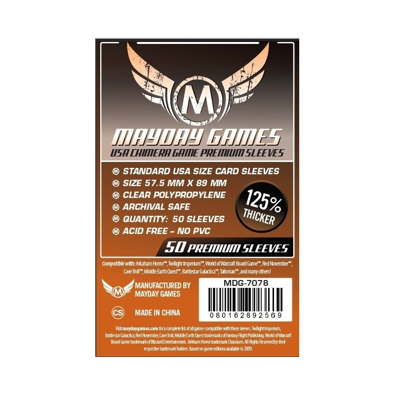 57,5x89 mm bustine protettive MayDay (Chimera Premium ORANGE) - 50 bustine MDG7078