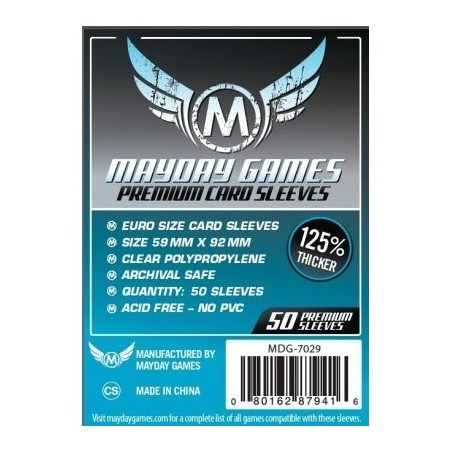 59x92 mm bustine protettive trasparenti MayDay (Premium Euro std" BLUE") - 50 bustine MDG7029