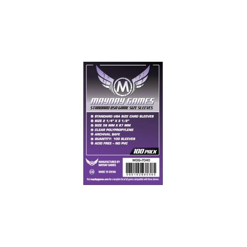 56x87 mm bustine protettive trasparenti MayDay (USA standard "PURPLE")  - 100 bustine MDG7040