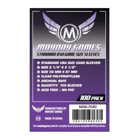 56x87 mm bustine protettive trasparenti MayDay (USA standard "PURPLE")  - 100 bustine MDG7040