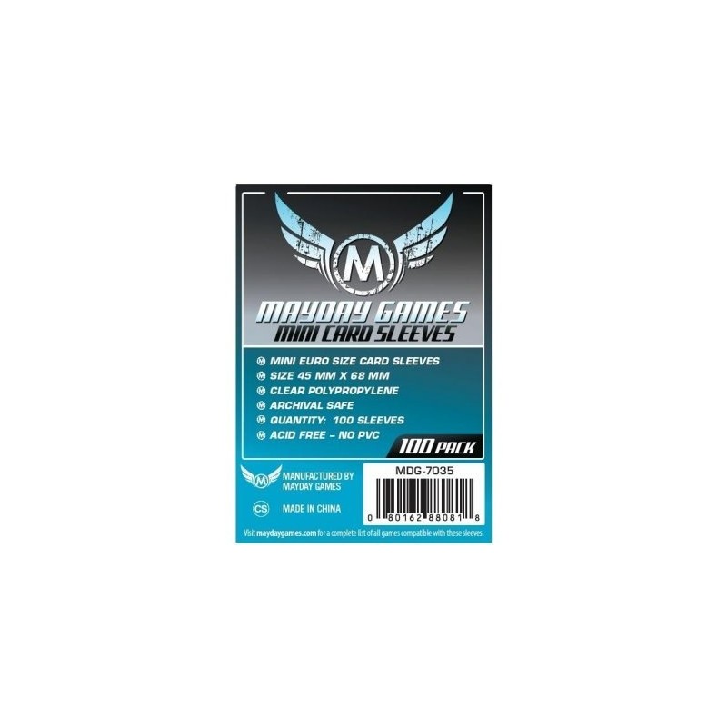 45x68 mm bustine protettive trasparenti MayDay (standard Euro mini "BLUE")  - 100 bustine MDG7035