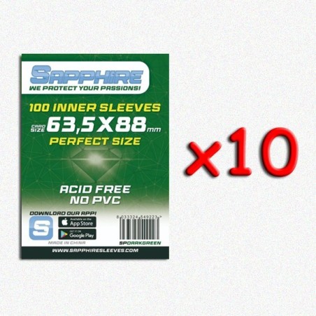 BUNDLE 10 pezzi 63,5x88 mm bustine protettive trasparenti Sapphire Perfect Size "DARKGREEN" (100 bustine)