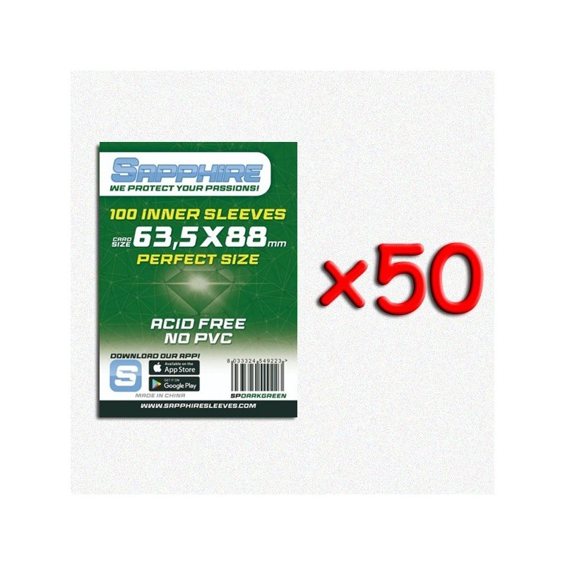 BUNDLE 50 pezzi 63,5x88 mm bustine protettive trasparenti Sapphire Perfect Size "DARKGREEN" (100 bustine)