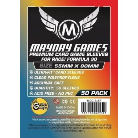 55x80 mm bustine protettive trasparenti MayDay Premium (Race! Formula 90) - 50 bustine MDG7137