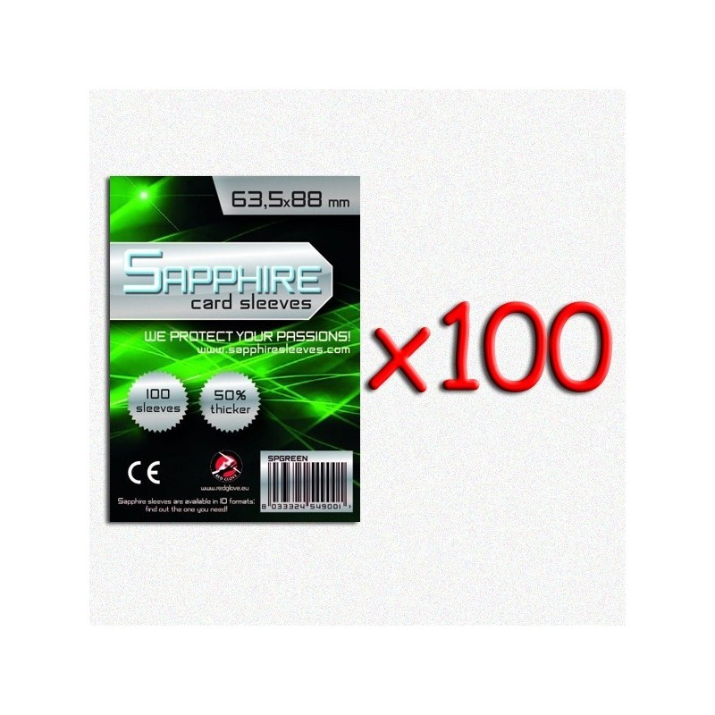 BUNDLE 100 pezzi 63,5x88 mm bustine protettive trasparenti Sapphire "VERDE" (100 bustine)(Green)