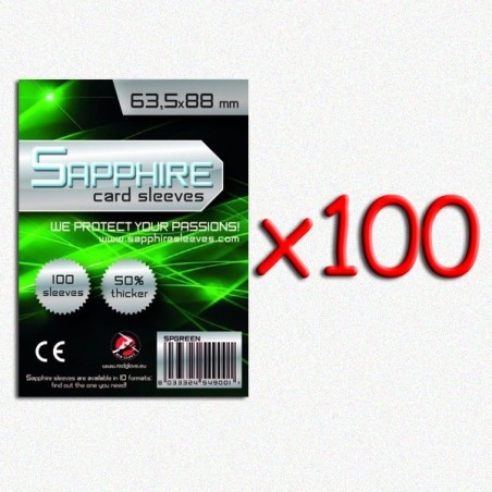 BUNDLE 100 pezzi 63,5x88 mm bustine protettive trasparenti Sapphire "VERDE" (100 bustine)(Green)